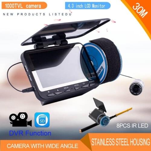 New Professional 1000TVLWith 8pcs IR LED Fish Finder Underwater Fishing 4.3 Inch LCD Video Visual Camera with 15M or 30M Cable