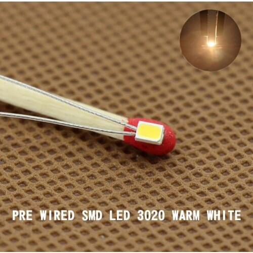 T3020WM 20pcs Pre-soldered micro litz wired leads Warm White SMD Led 3020 NEW 3V