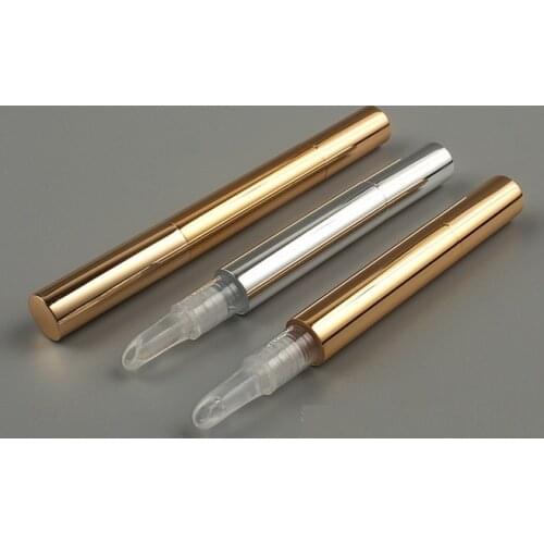 3ml Empty Twist Pen Silicone Tip Lip Gloss Tube Gold Silver Cosmetic Acne Oil Container Concealer Tube Makeup Tools 20pcs/lot