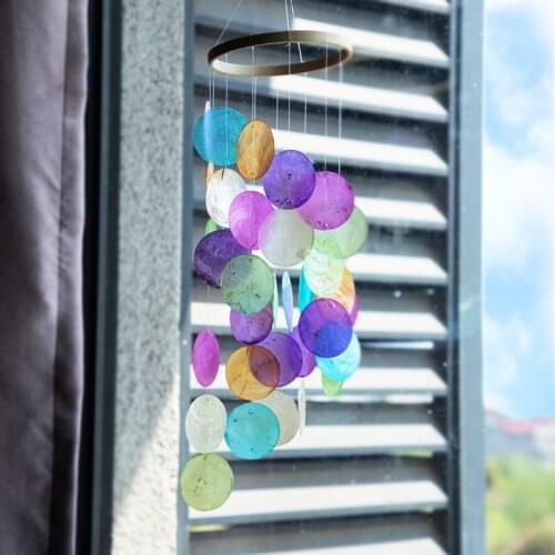H&D Relaxing Tone Seashell Capiz Wind Chimes Outdoor Indoor Hanging Windchime Sympathy Memorial Gift Suncatcher For Garden Patio