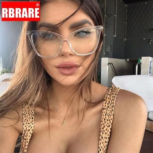 RBRARE Cat Eye Glasses Frames Women 2021 Brand Design Transparent Glsses Frame For Men Big Frame Eyeglasses Female Clear Lens