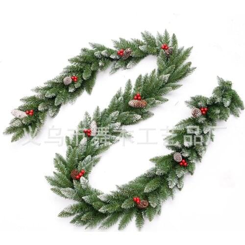 2.7m Christmas garland green with snow pine cone red fruits decoration Christmas decorations for home Christmas ornaments