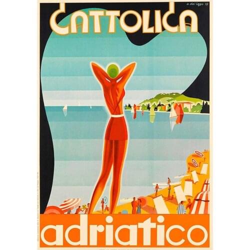 Vintage Travel adriatico italy Art print Silk poster Home Wall Decor