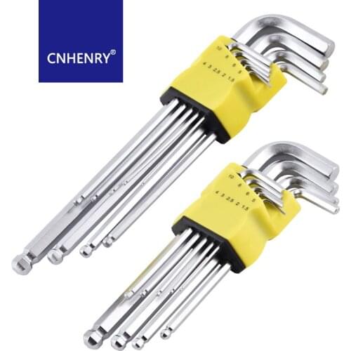 Ball End Hex Wrench Tool Set 9pcs Chrome Ball End Allen Spanner Screwdriver Tool Kit For Bicycle Motorcycle Repair Tools