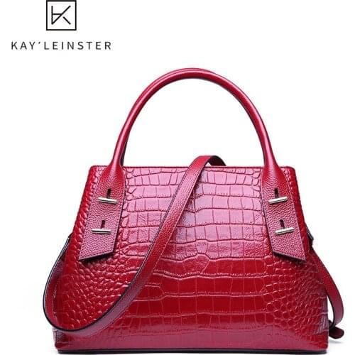 Genuine Leather Women Handbags Tote Bag Designers Crocodile Printed Shoulder Bags Female Luxury Simple Crossbody Purse