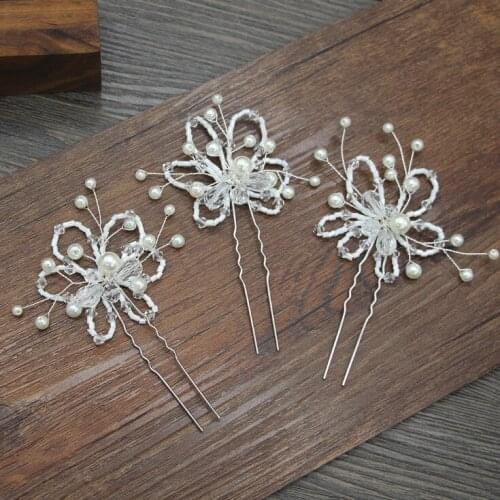 Gold Silver Color Wedding Hair Pins Simulated Pearl Flower Bridal Hairpins Bridesmaid Hair Clips Women Hair Jewelry Accessories