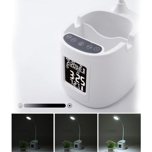 1 Set LED Desk Lamp with Pen Holder Lamp for Computer Desktop Flexible Gooseneck Bedside Desk Lamp for Reading and Study