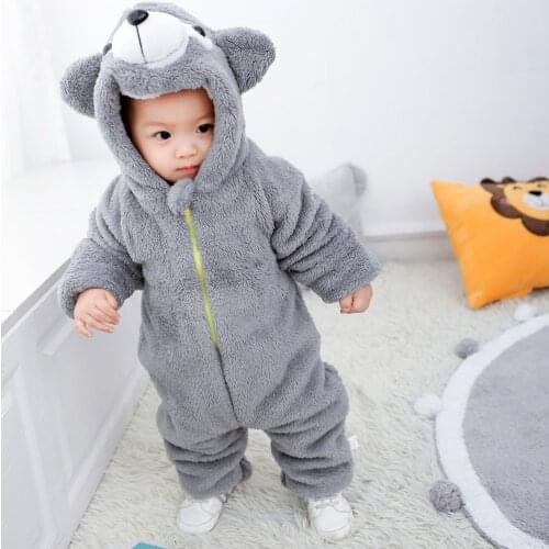 Newborn Warm Rompers Winter Infant Girls Boys Fashion Cotton O-Neck Cartoon Bebe Jumpsuit