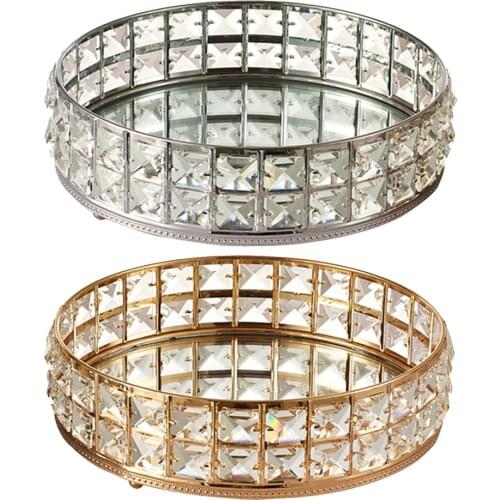 Mirrored Crystal Makeup Storage Tray Trinket Tray Perfume Decor Dresser Case