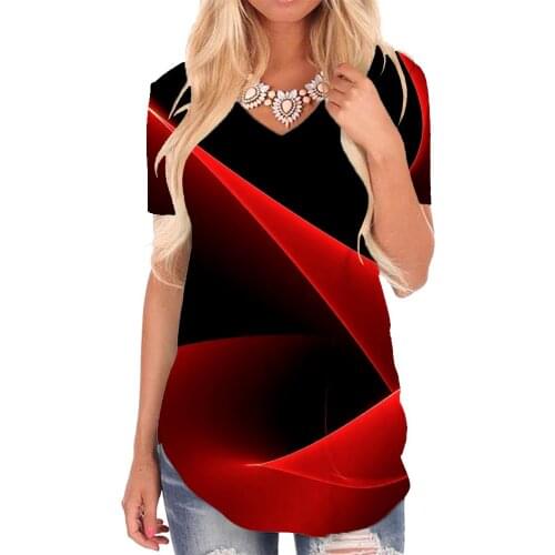 Giyu Brand Abstract T-shirt women Psychedelic V-neck Tshirt Art Tshirts Printed Harajuku Funny T shirts Womens Clothing Fashion