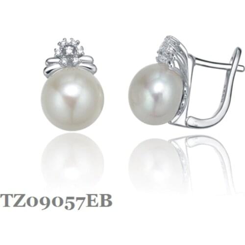 Sinya Silver Pearl Earring fine jewelry for outstanding women valentine gifts for Lover Mum English lock hoop Earring TZ09057EB