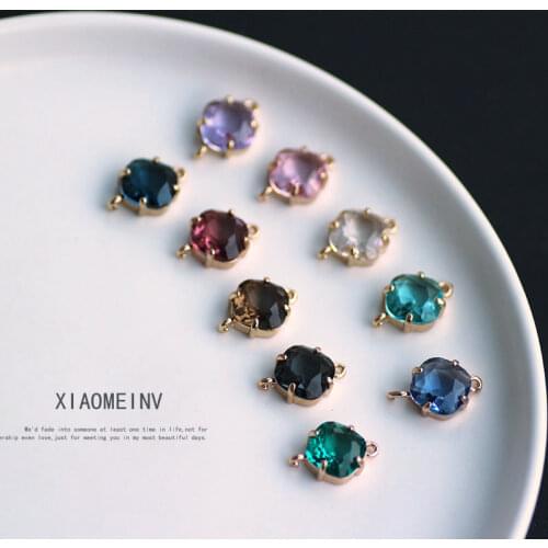 4pcs Female Zircon Earrings copper Plating Simple Geometric Square semi-circular Double Hanging Pendant Diy Jewelry Accessories