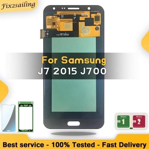 Super AMOLED LCD For Samsung Galaxy J7 2015 J700 J700F J700H J700M Display Touch Screen Digitizer Assembly Replacement