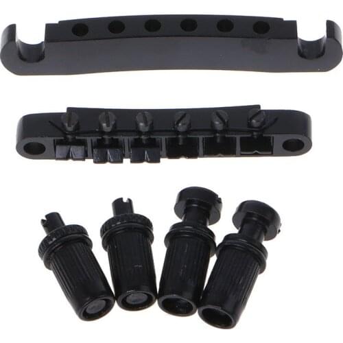 1Set Guitar Tune-O-matic Bridge Tailpiece Tail Style Set Black