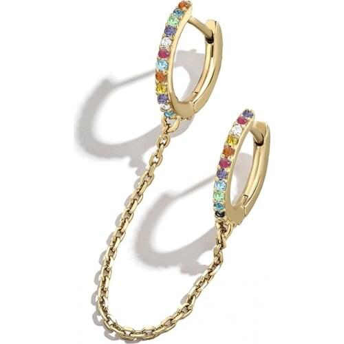 1 Pcs Crystal Rhinestone European Stud Earrings Gothic Punk Handcuff Chain Earrings Link Chain For Women/Girl