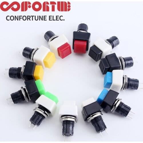 6PCS 10mm Momentary Push Button Switches 3A 250V Square Head Switch DS-460 Self-locking DS-461 Self-Reset Push Button Switch