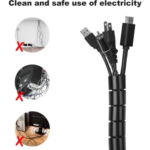 2M Reusable Cable Sleeves Sheath Winding Tube Spiral Range Cable Cover TV Wire Cable Organizer PC Winding Tube Home Accessories