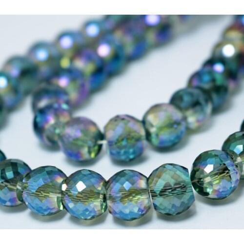 20pcs 10x8mm Clear Green plated color Crystal Glass Beads Round Cut Faceted Beads For Craft Crystal Curtain DIY Making Beads