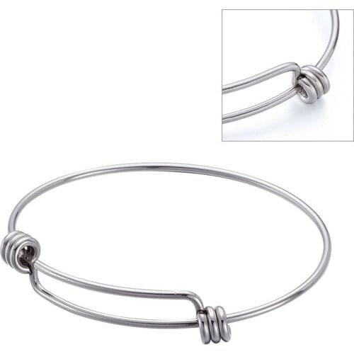 20pcs 304 Stainless Steel Expandable Bangle Wire Adjustable Bangle Makings for Jewelry Making DIY Bracelet 57x62mm