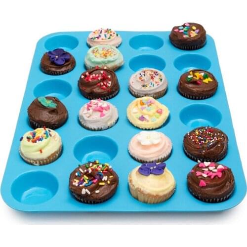 24 Lattice Cup Silicone Muffin Pan &Cupcake Baking Pan Non-Stick Silicone Cake Mold Round Mini Muffin Pan Form