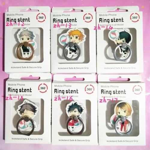 6pcs/lot Anime Haikyuu Mobile phone ring buckle Rotate 360 degrees phone holder toy