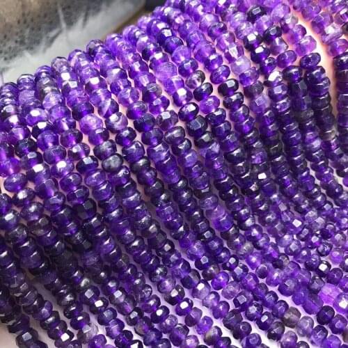 AAA LOOSE BEADS Amethyst Roundelle faceted 6/8mm Wholesale for DIY jewelry necklace 36cm