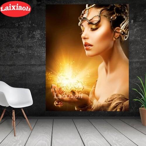 5d diamond painting gold woman diy full square drill diamond embroidery round diamond mosaic view DIY rhinestone painting art