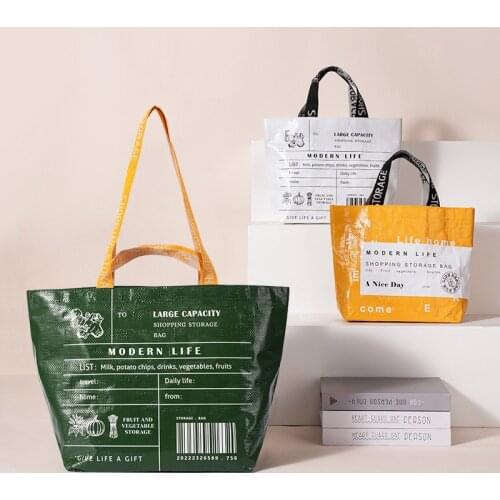 Large Woven Bag Large Back Shoulder Fashion Shopping Bag Simple Hand-held White Folding Out Eco-friendly Portable