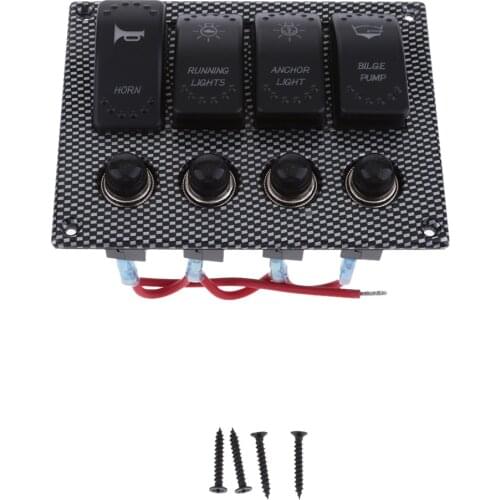 Boat 4 Way Circuit Breaker Splashproof Switch Panel With Red LED Indication