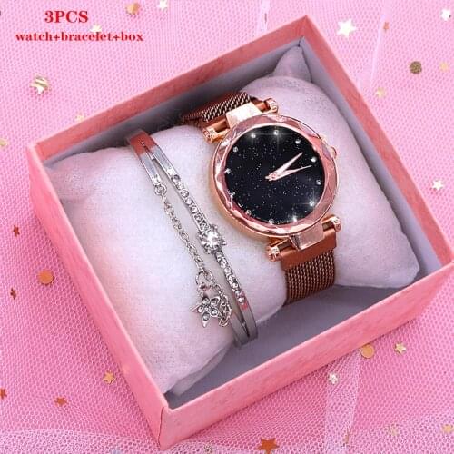 Rose Gold Women Watch With Box Luxury Quartz Watch Bracelet Set For Women Watches Ladies Wristwatch Fashion Bracelet Watches