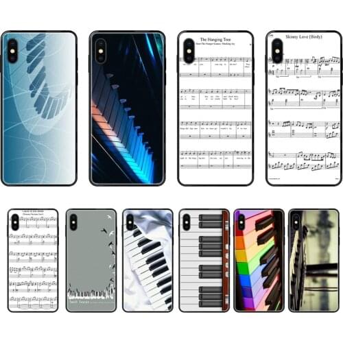 Black Soft TPU Phone Cover Case Piano Music Keyboard Band For Galaxy A10S A20 A20S A20E A21S A30S A40 A50 A70 A71 A70E A5 A6 A7