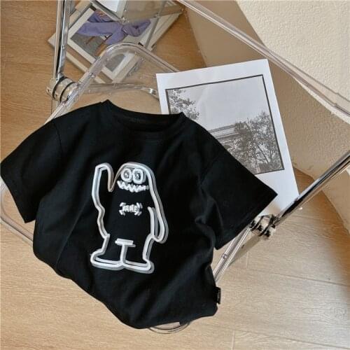 Childrens T-shirt 2021 Summer New Baby Boys Cartoon Print Short Sleeve T Shirt Baby Korean Funny T-shirt Kids Top Tees 2-7 Year