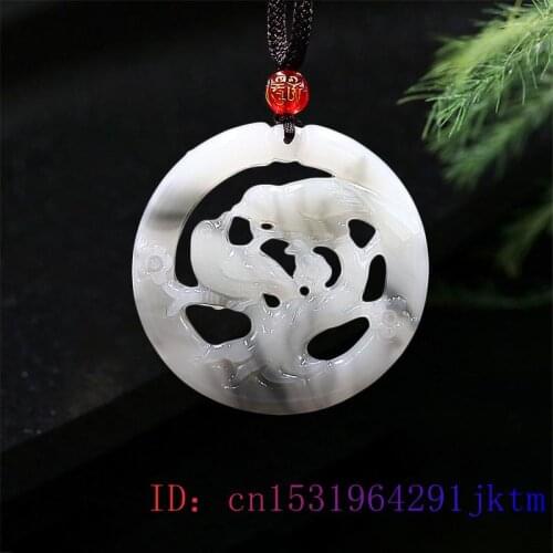 Jade Bird Pendant Double sided Charm Jewelry Fashion Necklace Jadeite Amulet Natural Lovebirds Black White Gifts Chinese Carved