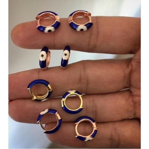 Enamel Evil Eye Mini Huggie Hoop Earring Cute Lovely Girl Women Jewelry