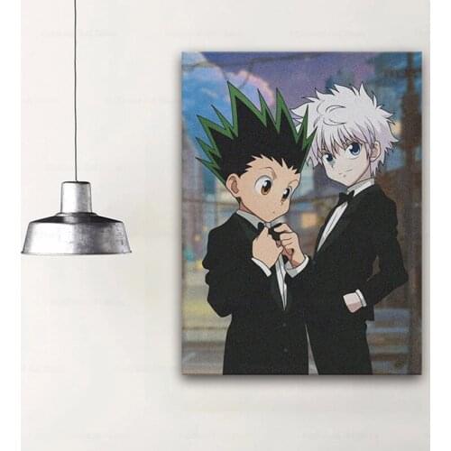 Gon Killua Zoldyck Hunter x Hunter anime Framed Canvas poster wall Art decor Living room Home Decoration Wooden Frame Painting