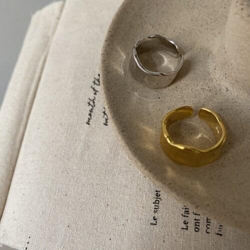 Korean Gold Silver Color Irregular Wide Circle Rings for Women Geometric Cuff Rings Man Hiphop Accessories Fashion Jewelry