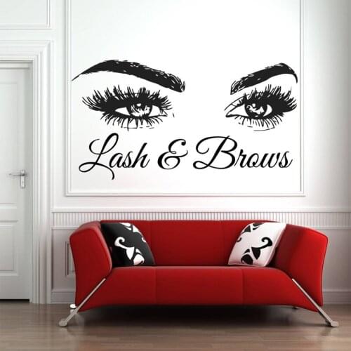 Lash & Brows Wallpaper Removable Wall Stickers for Home Living Room Art Decoration Vinyl Wall Decals Beauty Salon Murals TA639