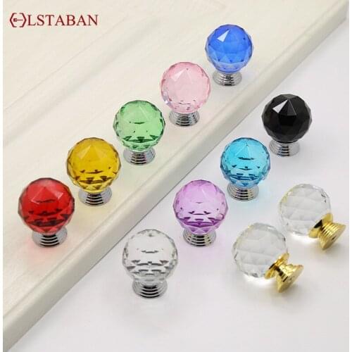 LSTABAN American Glass Ball Drawer Cabinet Door Round Handle Cabinet Transparent Color Handle Bookcase Crystal Handle
