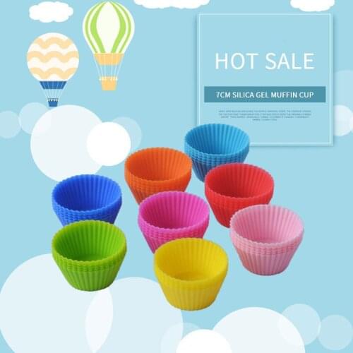 Set of 10 Pieces 7cm Muffin Cup kitchen Round Silicone DIY Baking Cake Mould Muffin Cupcake Molds