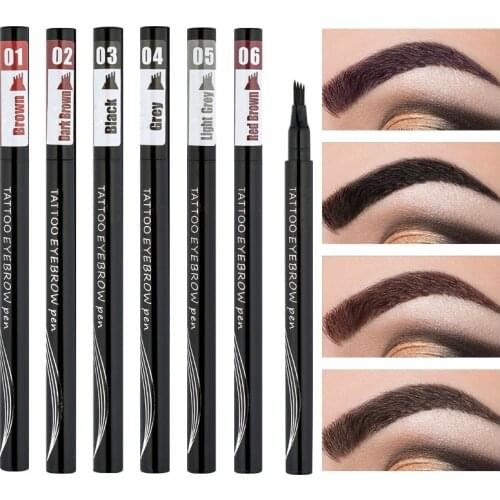 Natural Waterproof Eyebrow Pen 4 Head Eye Brow Pencil 6 Color Cosmetic Long Lasting Professional Liquid Eye Brush Makeup Tools