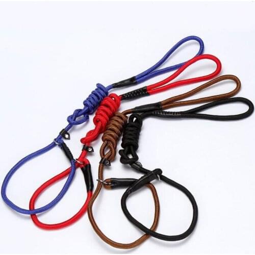 3 Size High Quality Pet Small Medium Large Dog Walking Nylon Traction Rope Adjustable Training P Chain Traction Collar Leashes