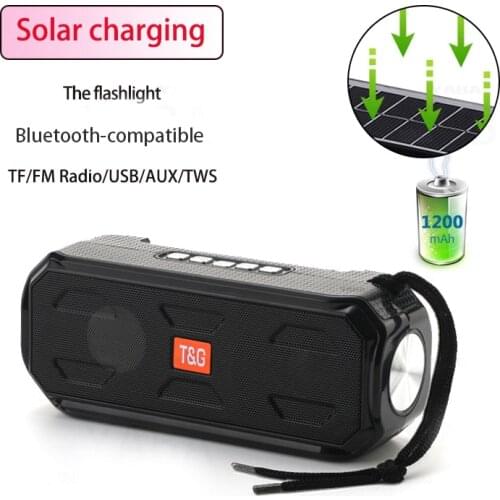 The latest solar charging wireless bluetooth speaker stereo subwoofer portable outdoor music center with flashlight FM radio