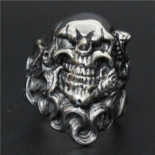 Newest Style Clown Skull Ring Top Quality 316L Stainless Steel Cool Mens Ring