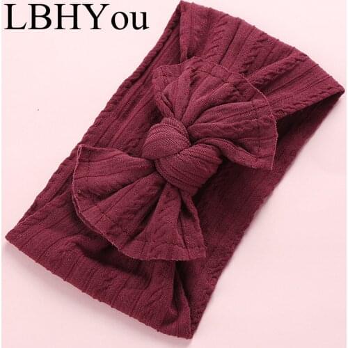 2020 New Braid Nylon Bows Headbands Cable Knit Wide Knotbow Nylon Bandage For Baby Girls Turban,Toddler Head wraps