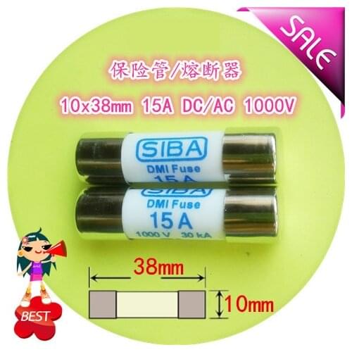 Fuse 10x38mm 15A DC AC 1000V Fast-blow fuse tube fuse
