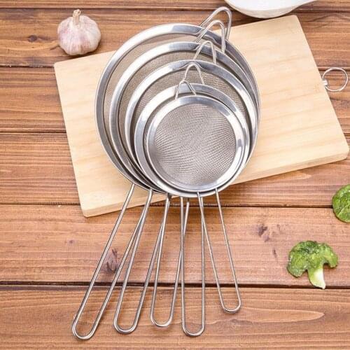 Broadside Stainless Steel Kitchen Flour Handheld Screen Mesh Strainer Flour Sieve Oil Colander Soybean Milk Filter Home Tool