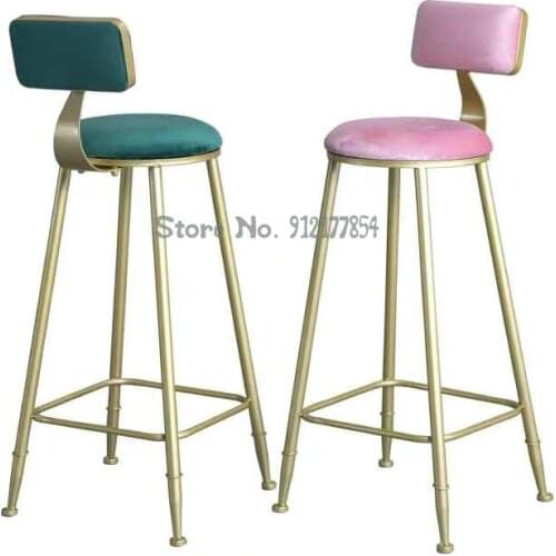 Nordic bar stools wrought iron chair creative dining table golden backrest net red high stools Jane lift cafe