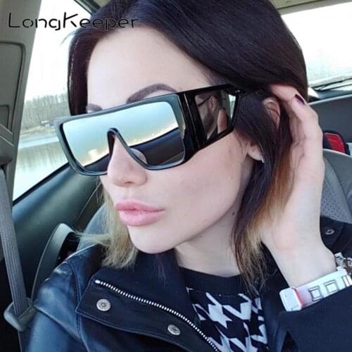 LongKeeper Oversized Steampunk Sunglasses Man Women Fashion Sun Glasses Square Mirror Driving Oculos Gafas de sol feminino UV400