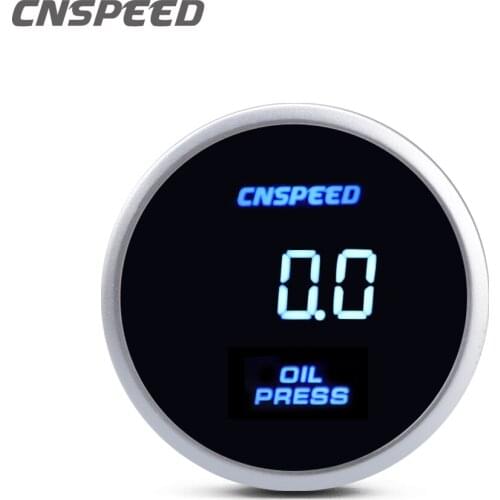 2" 52mm 12v/24v Universal Racing 0~10 Bar Digital Oil Pressure Gauge Car Auto Oil Pres Meter Smoke Lens White Shell With Sensor