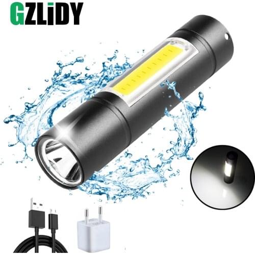 USB Rechargeable Flashlight 3 Lighting Mode COB+XPE LED Mini Flashlight Waterproof Portable Used for camping, cycling, work, etc